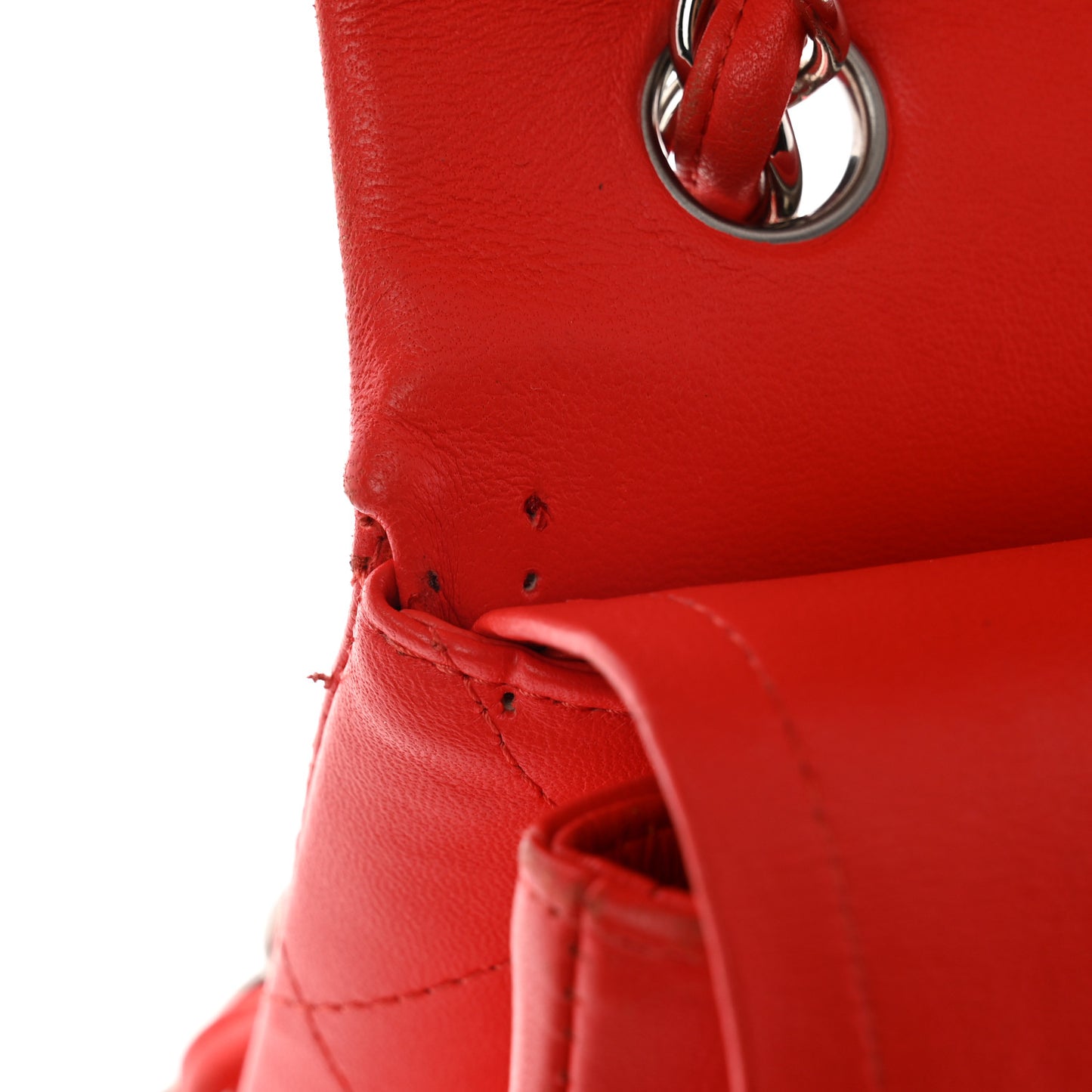 Lambskin Quilted Jumbo Double Flap Red