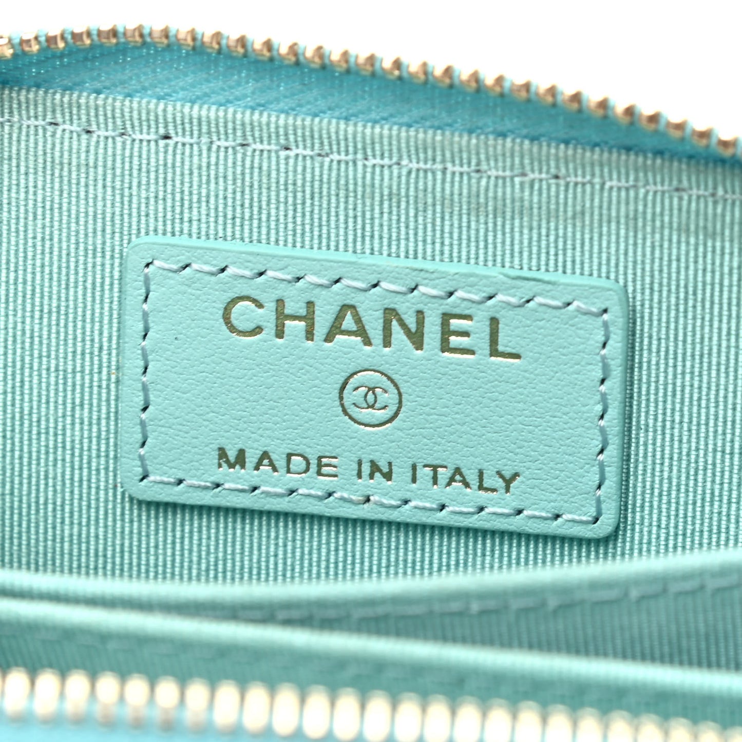 Caviar Quilted Zip Coin Purse Light Blue