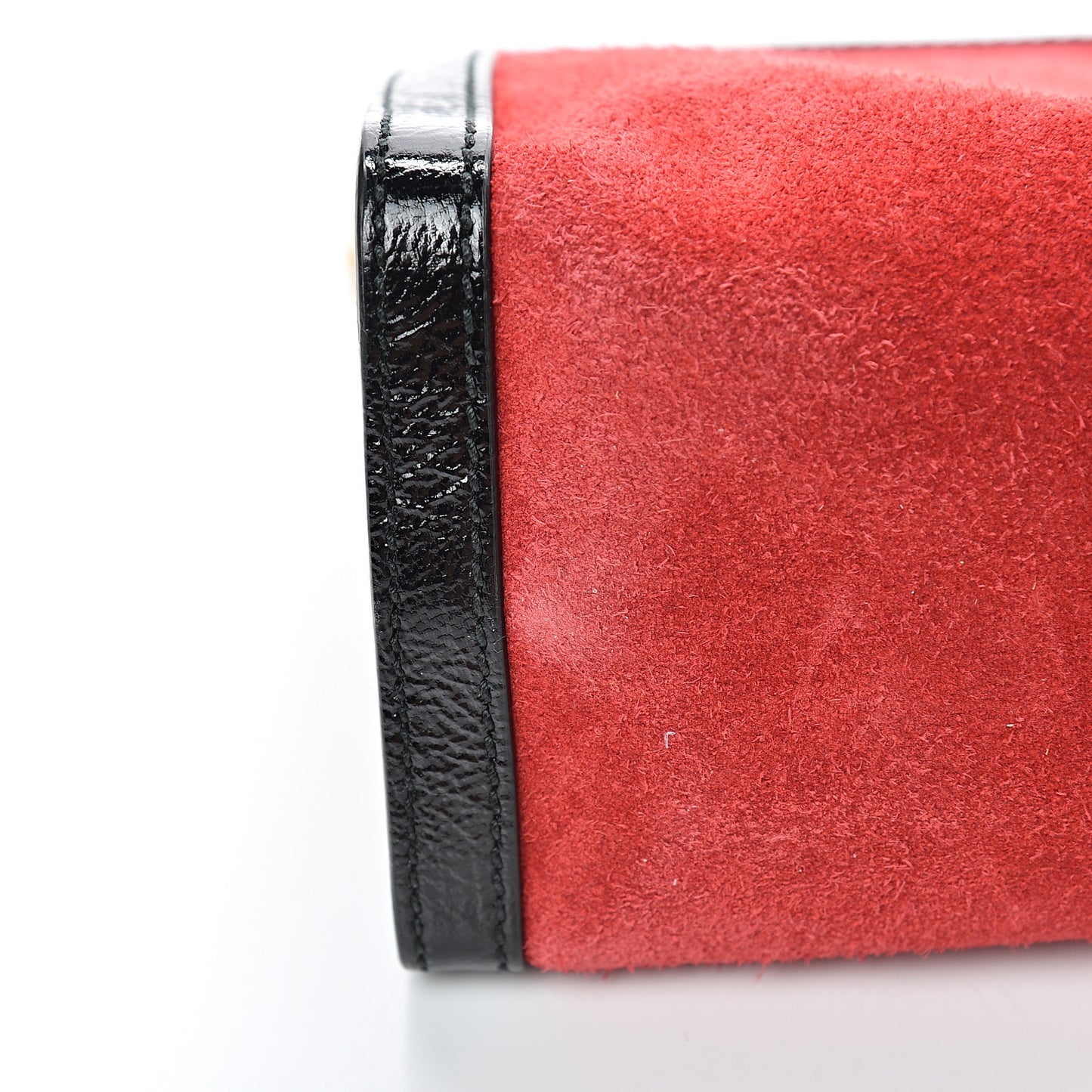 Suede Patent Web Small Ophidia Chain Shoulder Bag Hibiscus Red Black