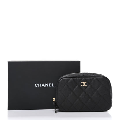 Chanel Caviar Quilted Small Curvy Pouch Cosmetic Case Black 10 of 10