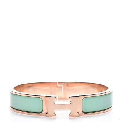 Hermes Enamel Narrow Clic Clac H Bracelet PM Vert Aqua 1 of 6