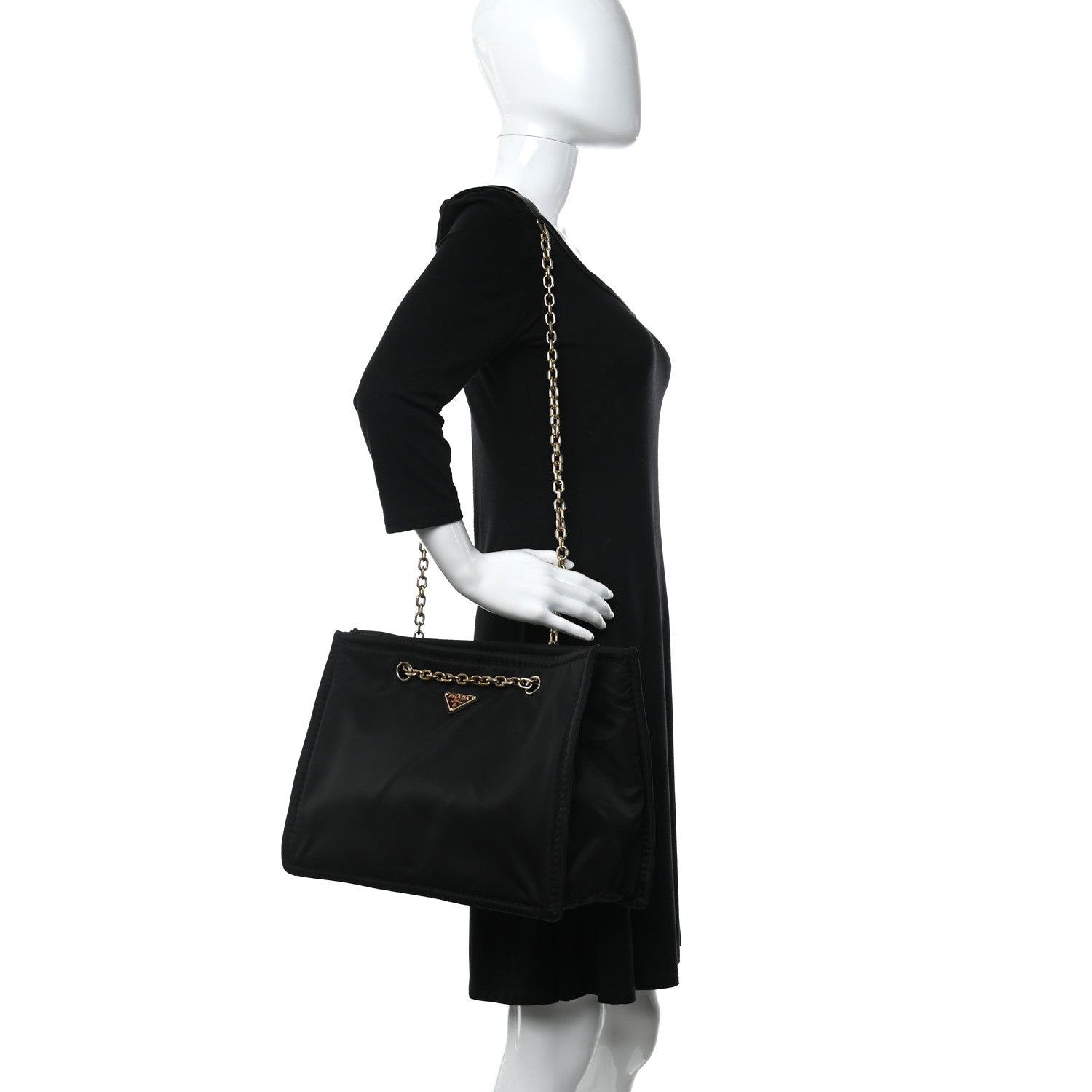 Prada Tessuto Nylon Chain Tote Black 2 of 11
