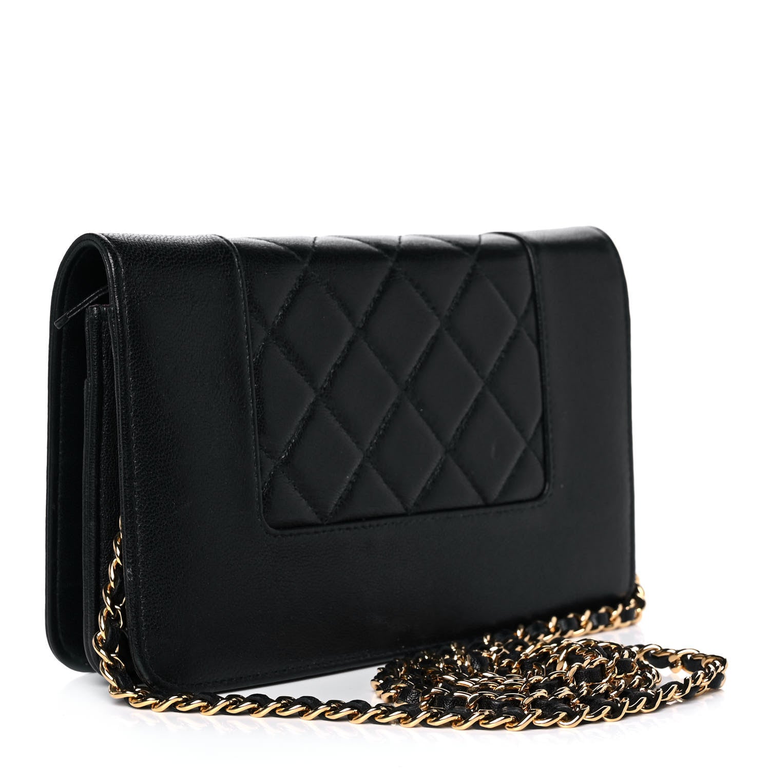 Chanel Sheepskin Quilted Mini Vintage Mademoiselle Wallet On Chain WOC Black 3 of 12