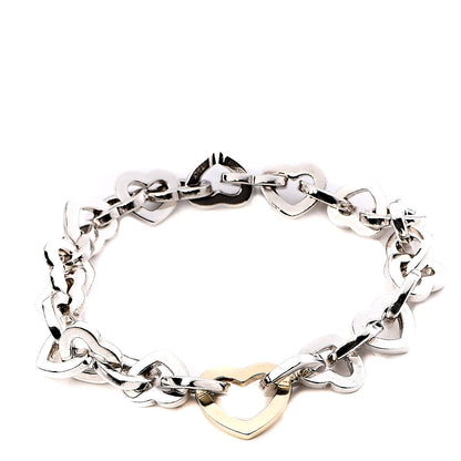 Tiffany Sterling Silver 18K Yellow Gold Heart Links Bracelet 1 of 6
