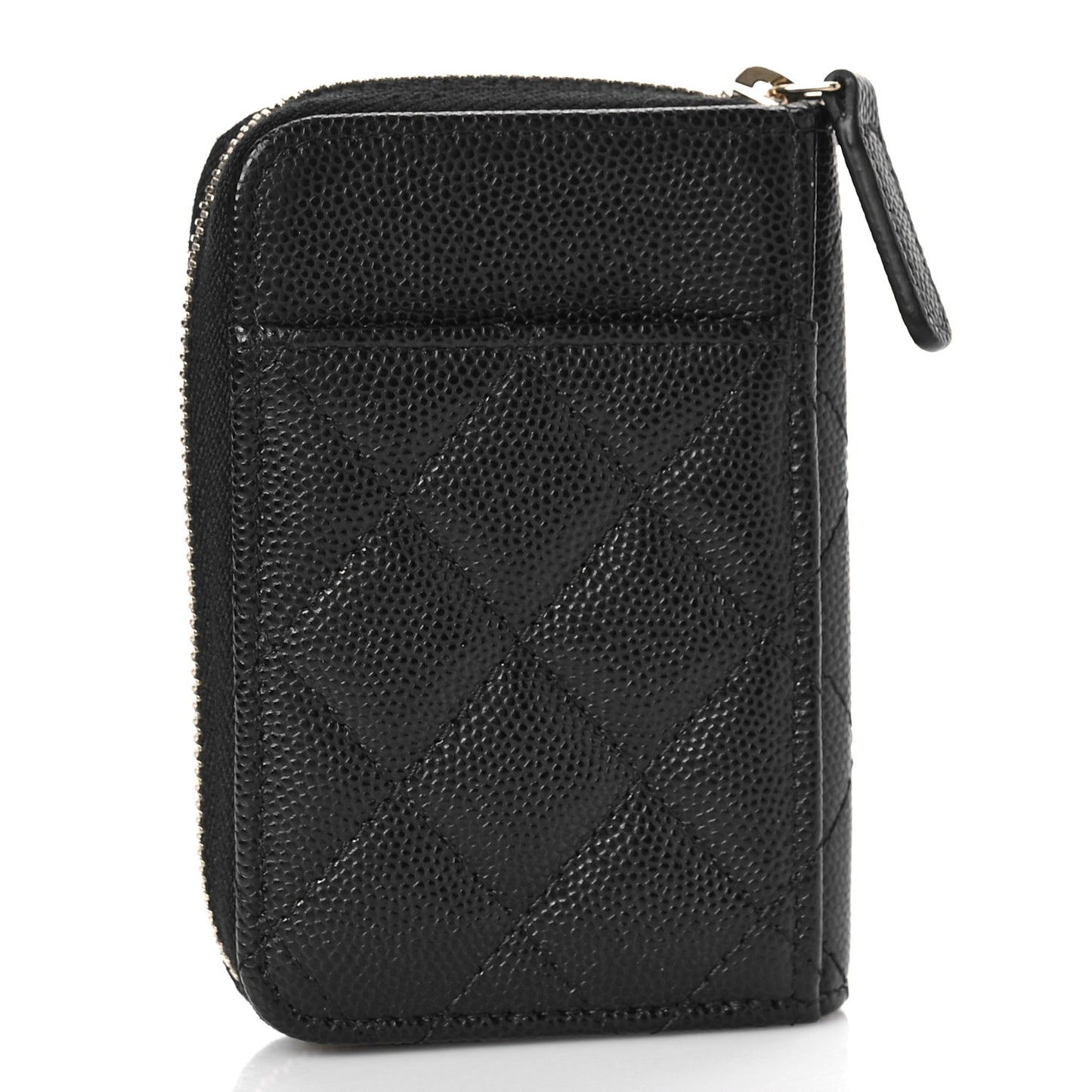 Caviar Quilted Zip Card Holder Black