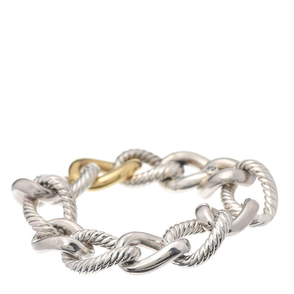 David Yurman Sterling Silver 18K Yellow Gold 17mm Extra Large Oval Link Bracelet 3 of 5
