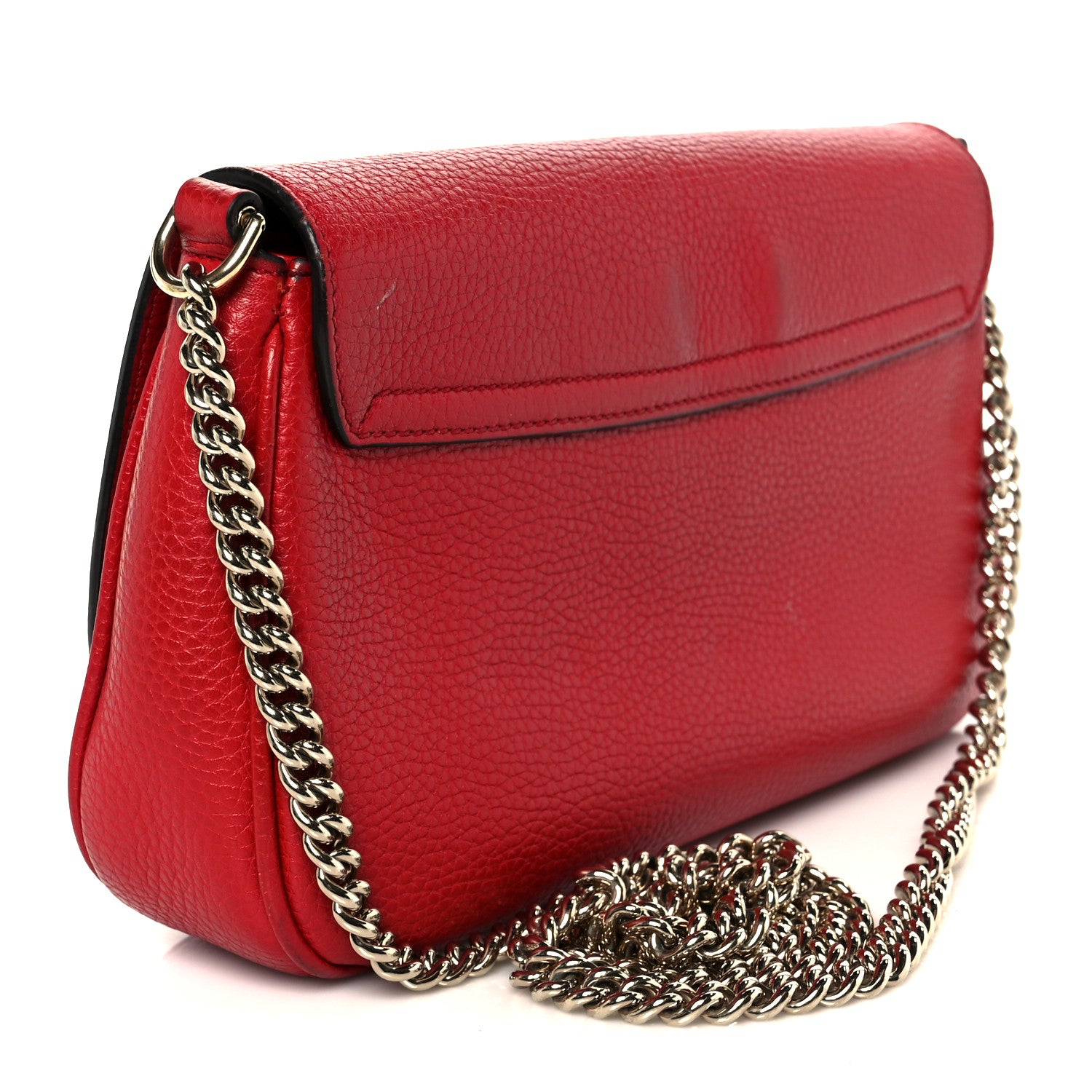 Gucci Pebbled Calfskin Medium Soho Flap Crossbody Vibrant Red 3 of 11