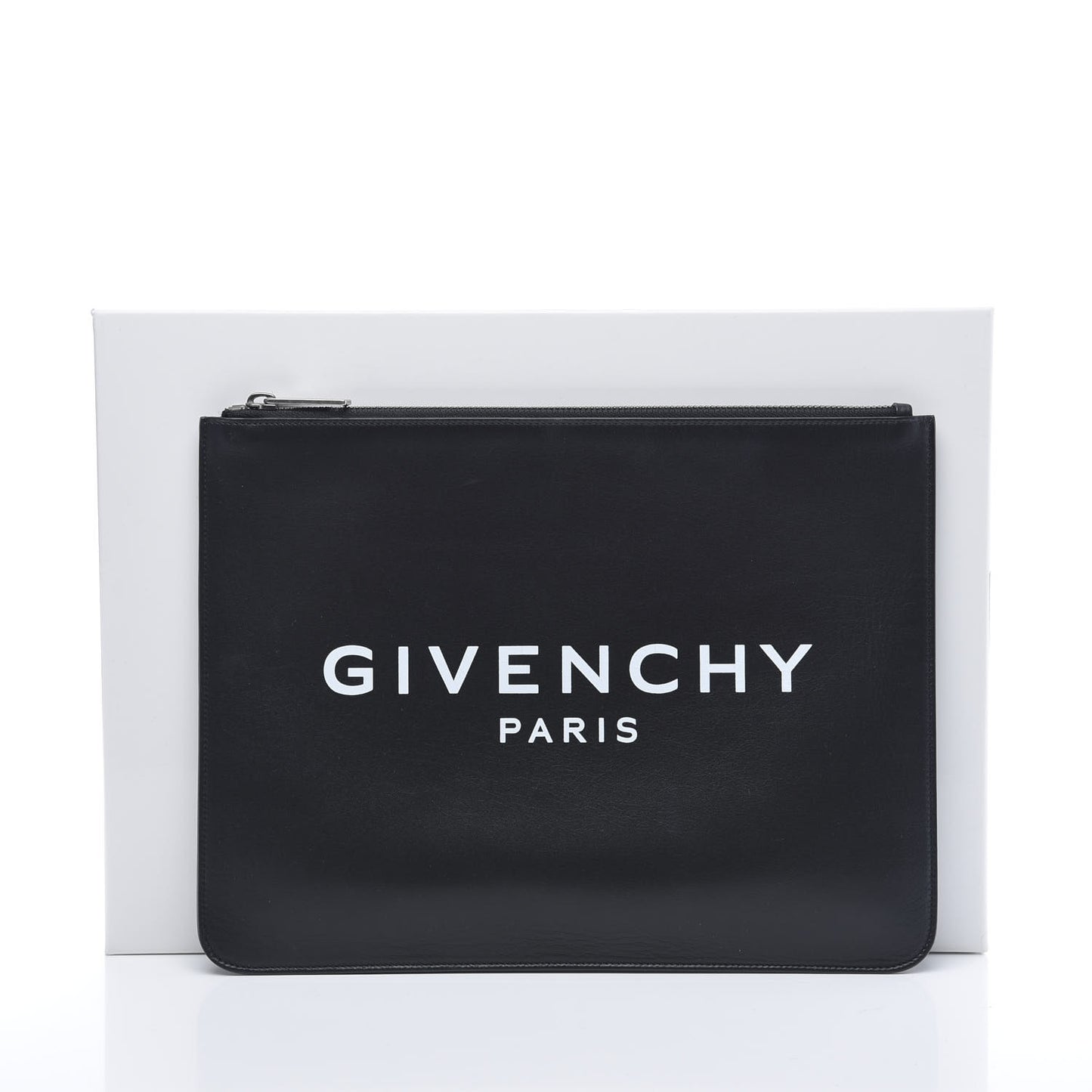 Calfskin Large Logo Pouch Black