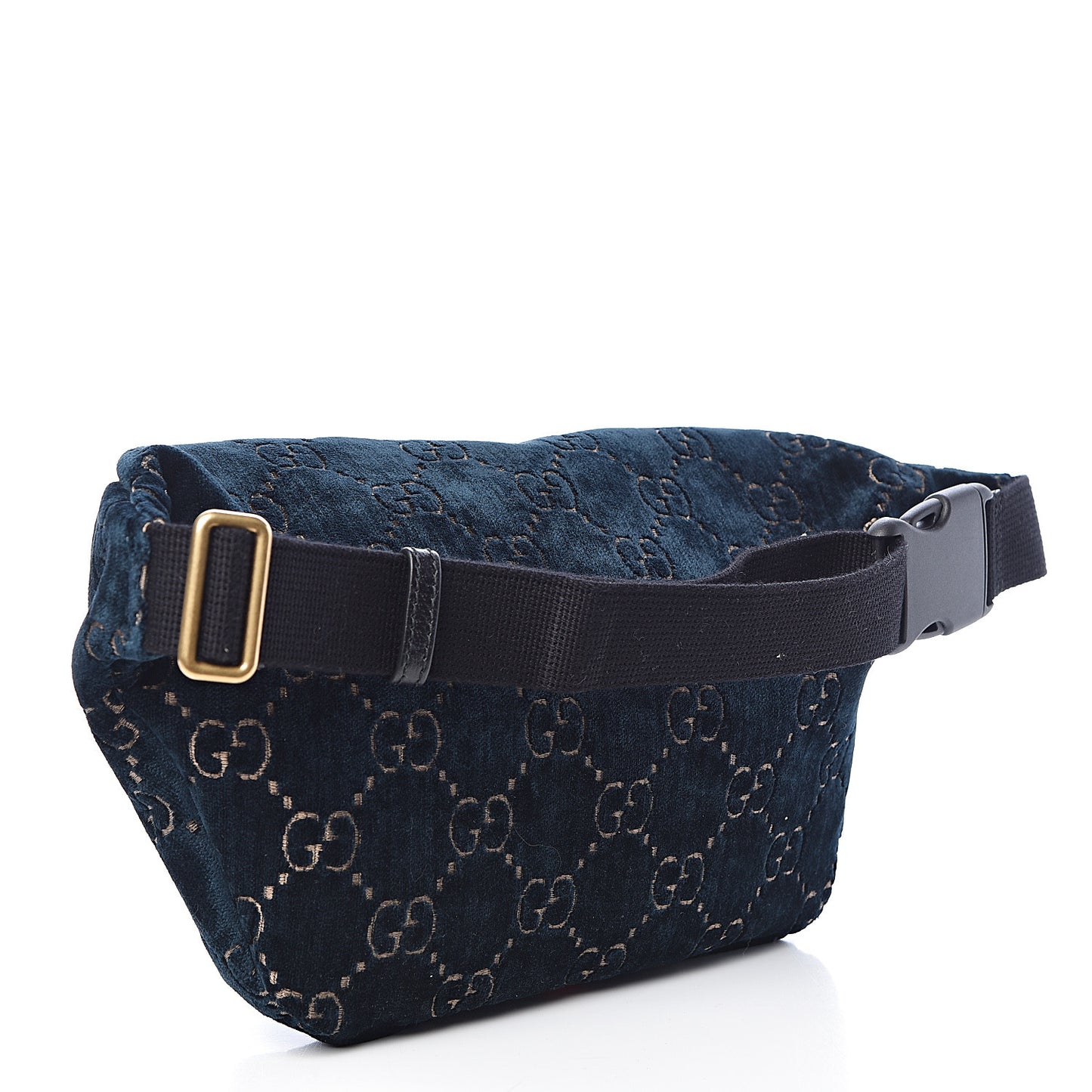 Velvet GG Monogram Web Belt Bag Blue Beige