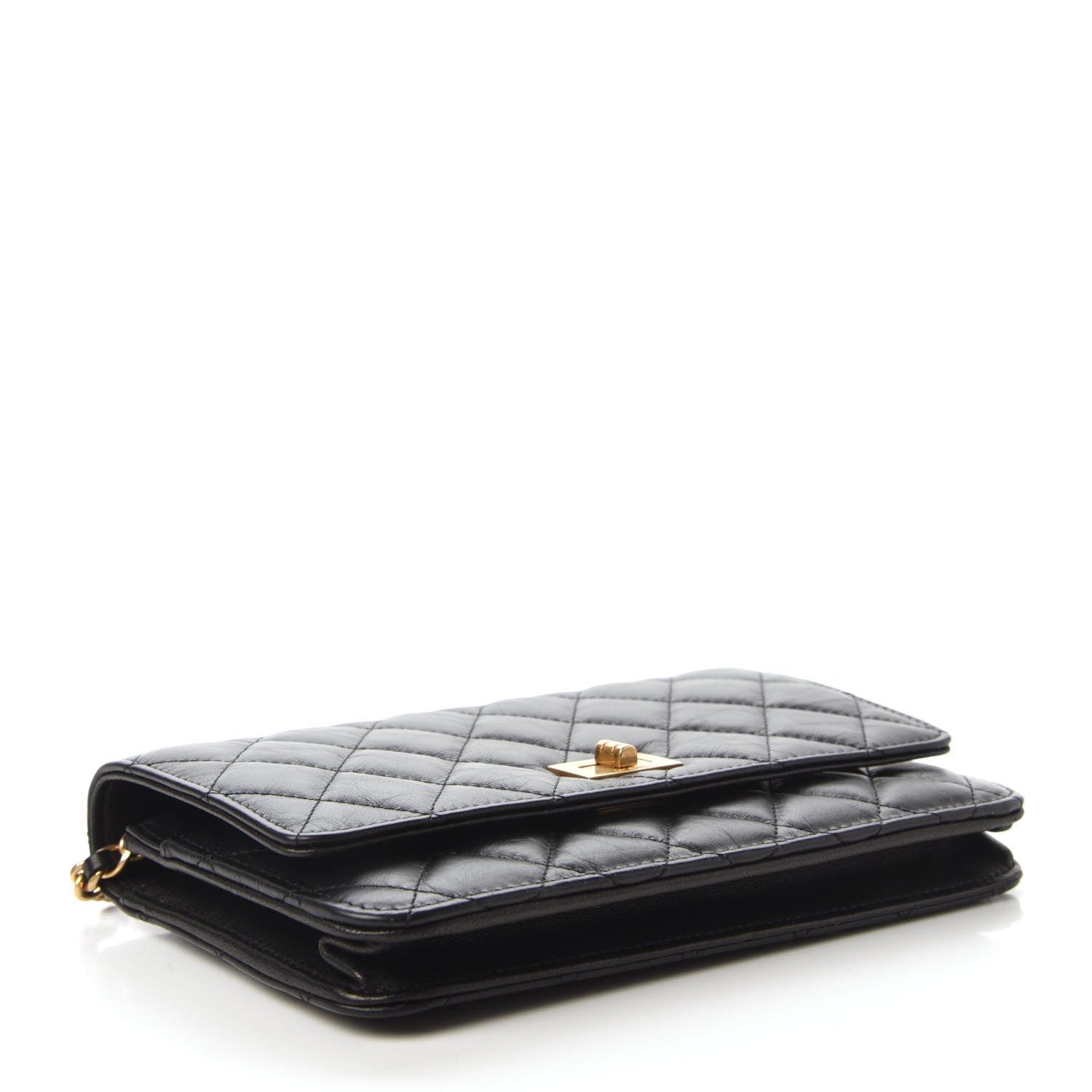 Chanel Aged Calfskin Quilted Reissue Wallet On Chain WOC Black 4 of 12