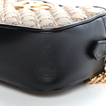 Gucci Monogram Matelasse Diagonal Small GG Marmont Chain Shoulder Bag Beige Black 9 of 9