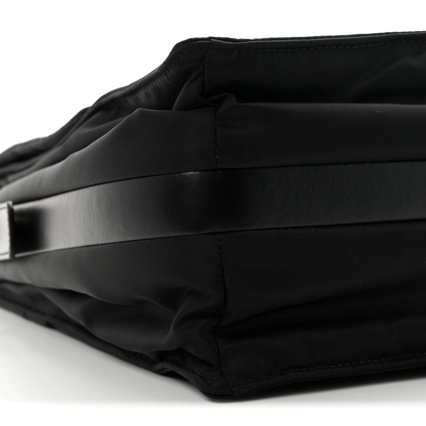 Re-Nylon Vitello Padded Large Traveler Flap Shoulder Bag Black