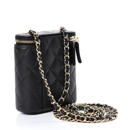 Chanel Caviar Quilted Small Vertical Coco Beauty Vanity Case With Chain Black 2 of 10