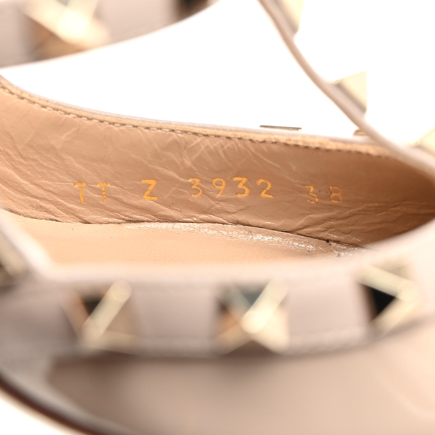 Patent Nappa Rockstud Ankle Strap 100mm Pumps 38 Poudre