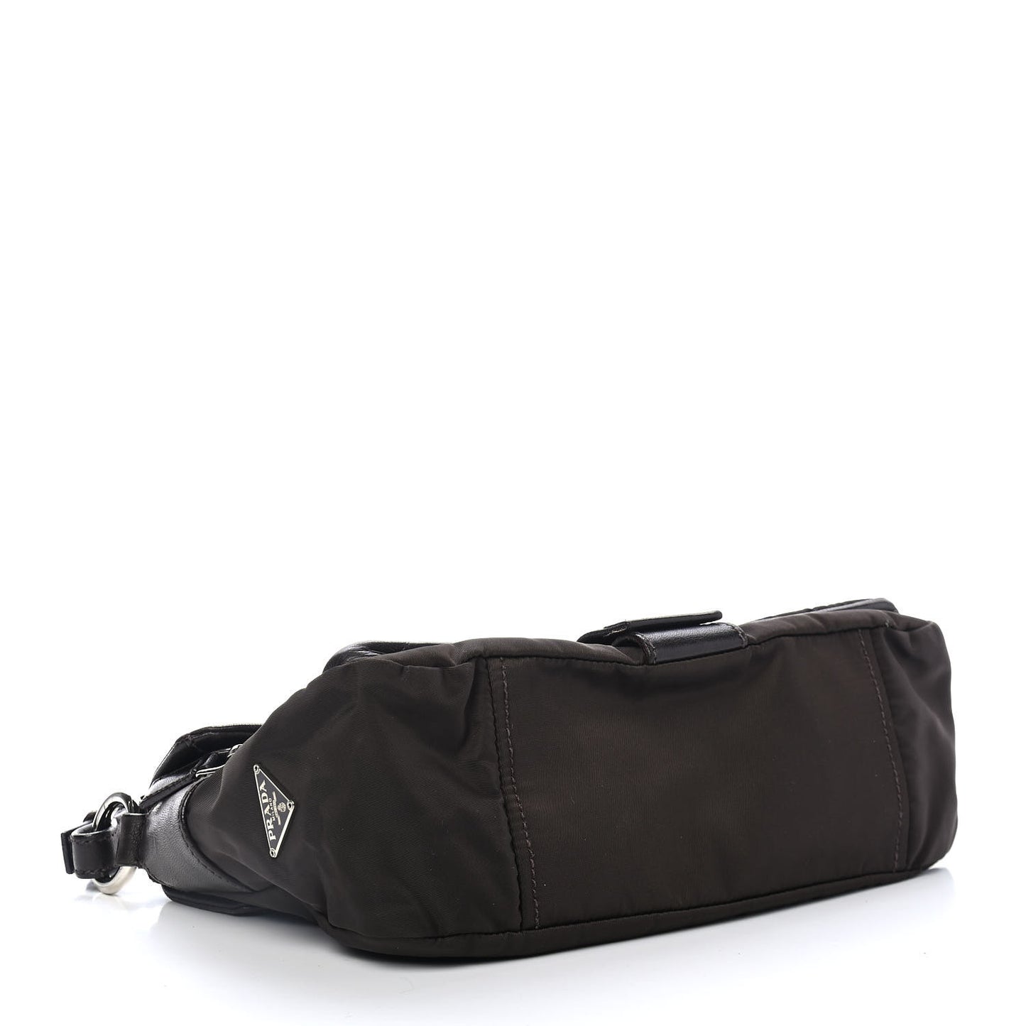 Soft Calfskin Nylon Buckle Shoulder Bag Black