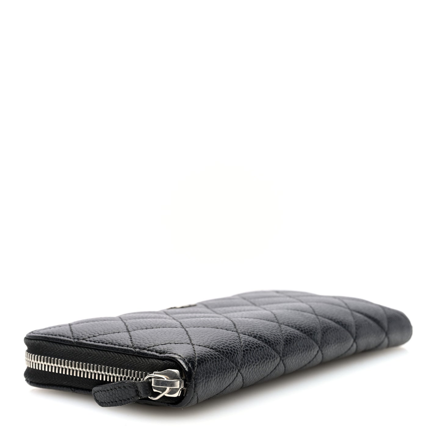 Caviar Quilted Large Gusset Zip Around Wallet Black