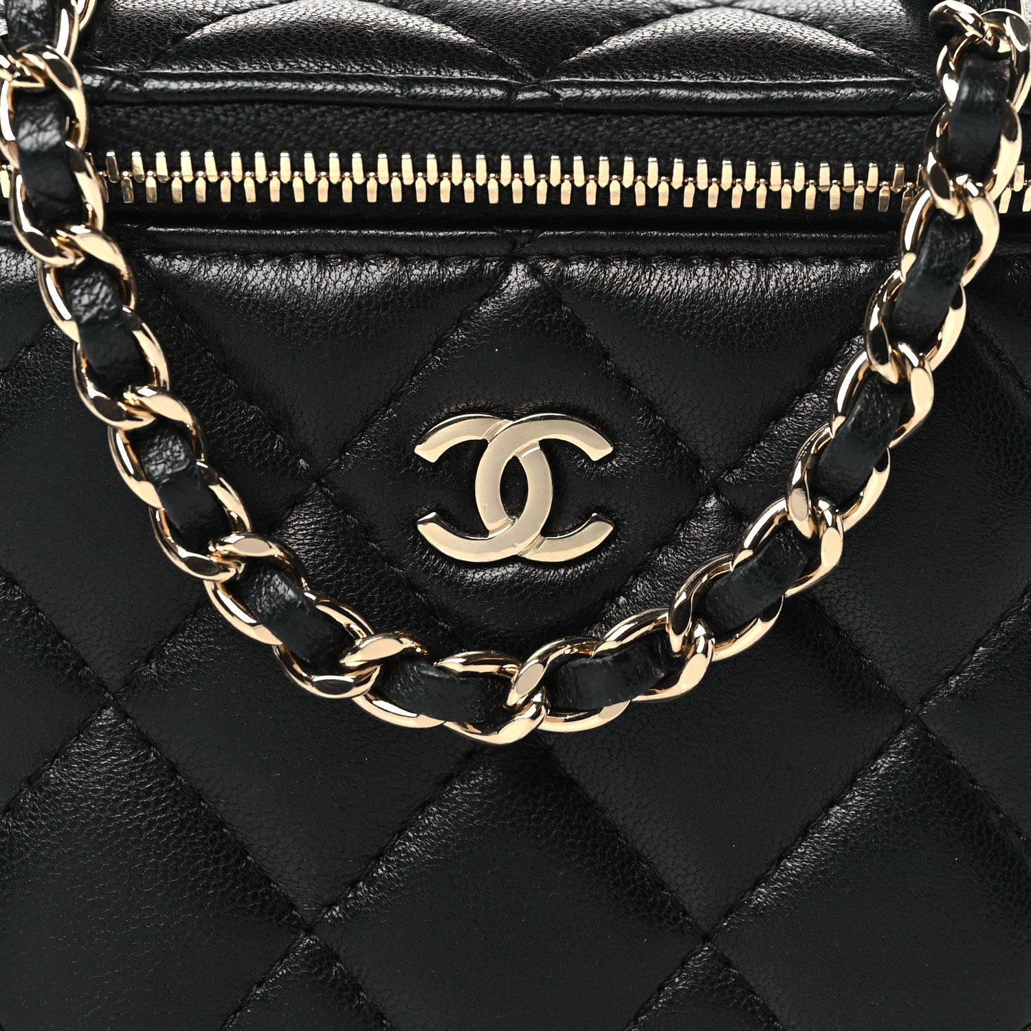 Chanel Lambskin Quilted Mini Vanity Case With Chain Black 8 of 11