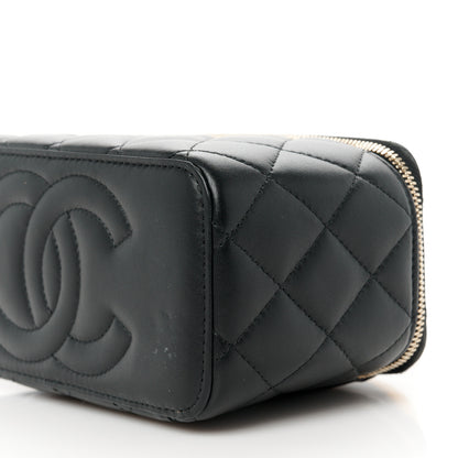 Chanel Lambskin Quilted Metal Small Top Handle Vanity Case With Chain Black 10 of 13