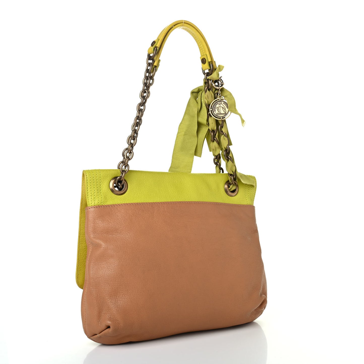 Goatskin Medium Happy Shoulder Bag Vert Beige