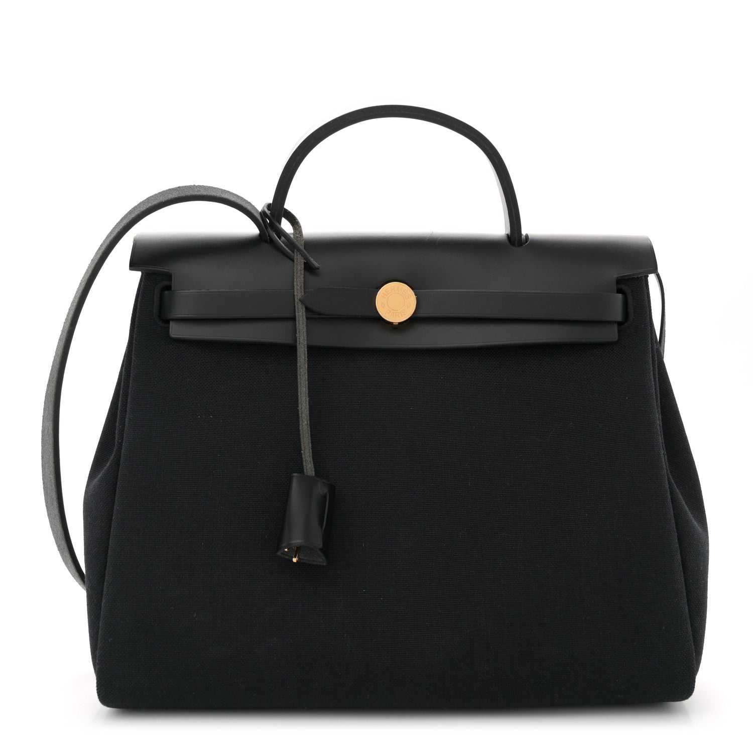 Hermes Military Toile Vache Hunter Herbag Zip Retourne 31 PM Black 1 of 13