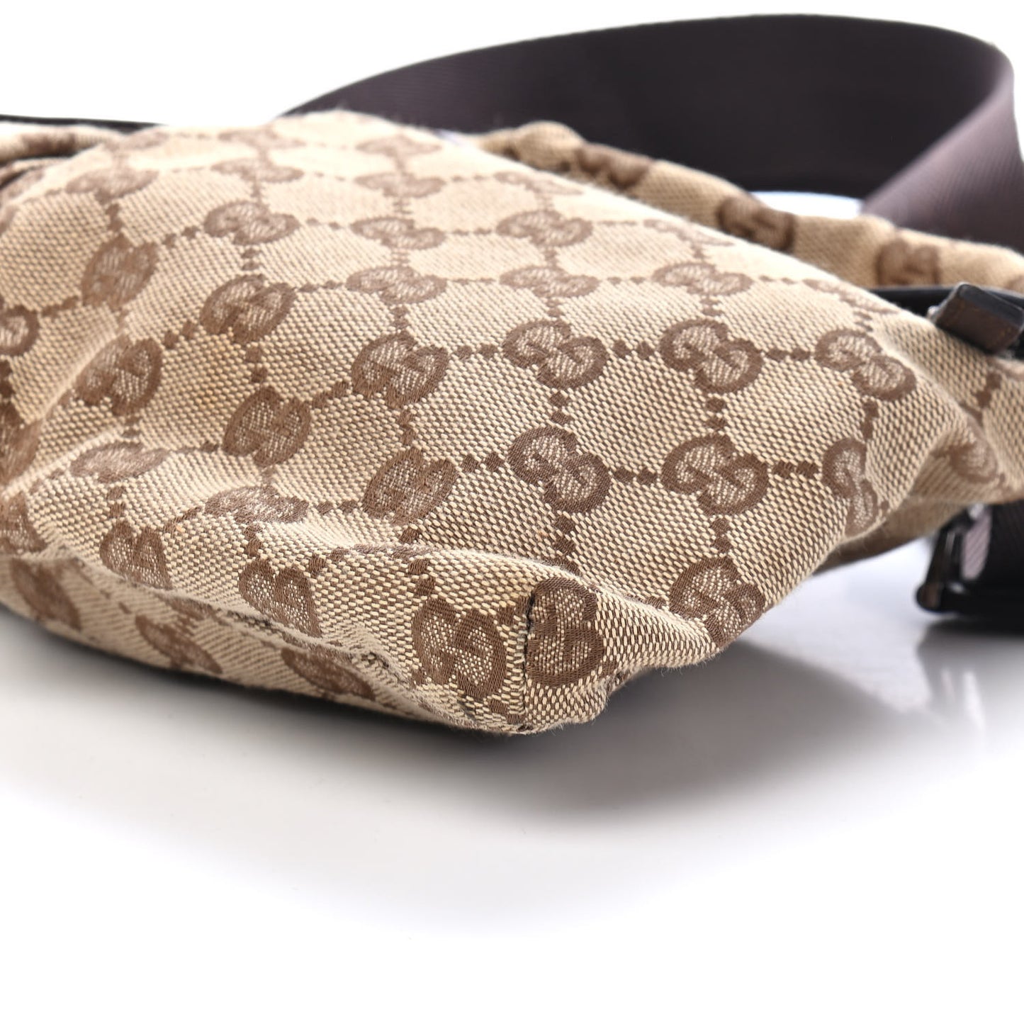 GG Monogram Double Pocket Belt Bag Dark Brown