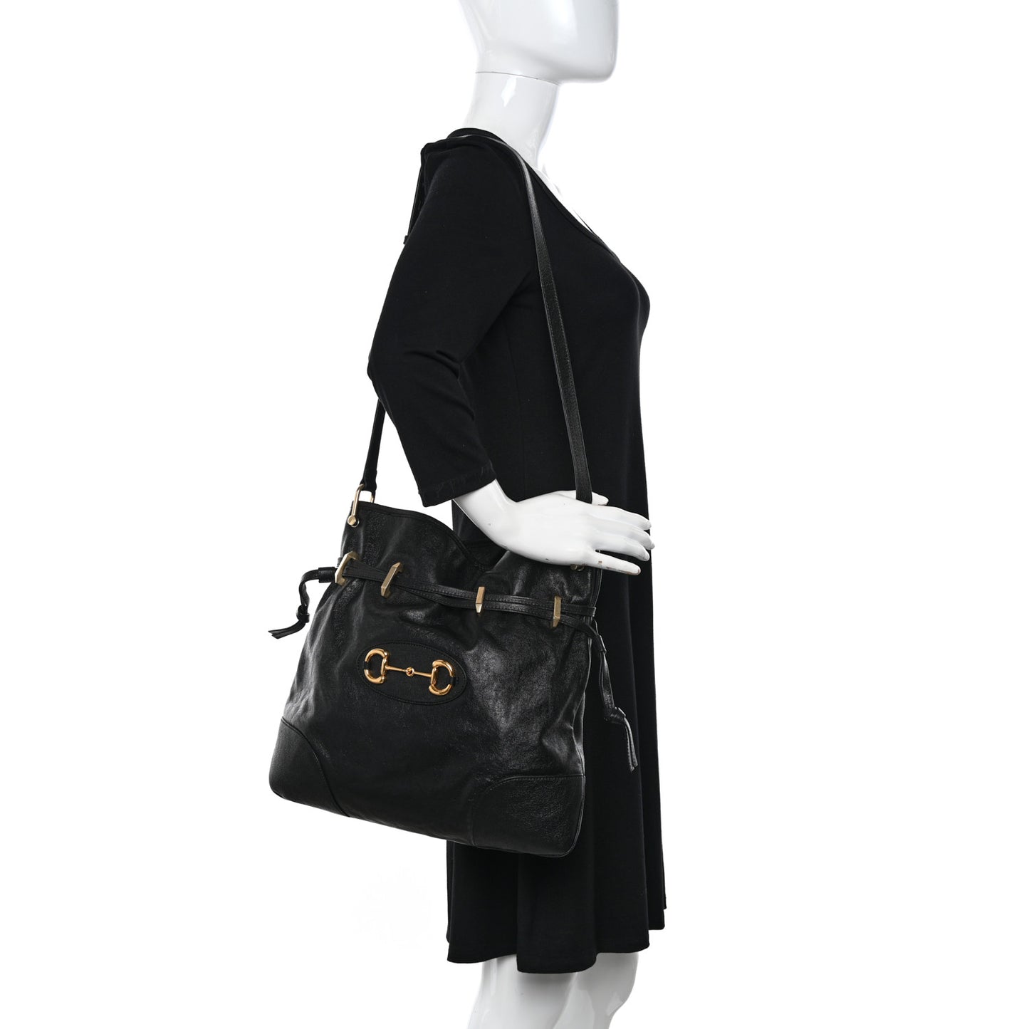 Sakai Calfskin Horsebit 1955 Cinch Top Messenger Bag Black