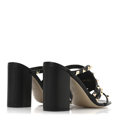 Valentino Garavani Nappa Rockstud Criss Cross Block Heel 100mm Sandals 37 Black 5 of 8