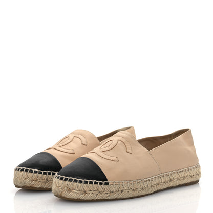 Chanel Lambskin CC Espadrilles 38 Beige Black 4 of 16