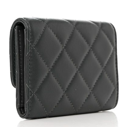 Chanel Lambskin Enamel Quilted Compact Flap Wallet Dark Grey 3 of 9
