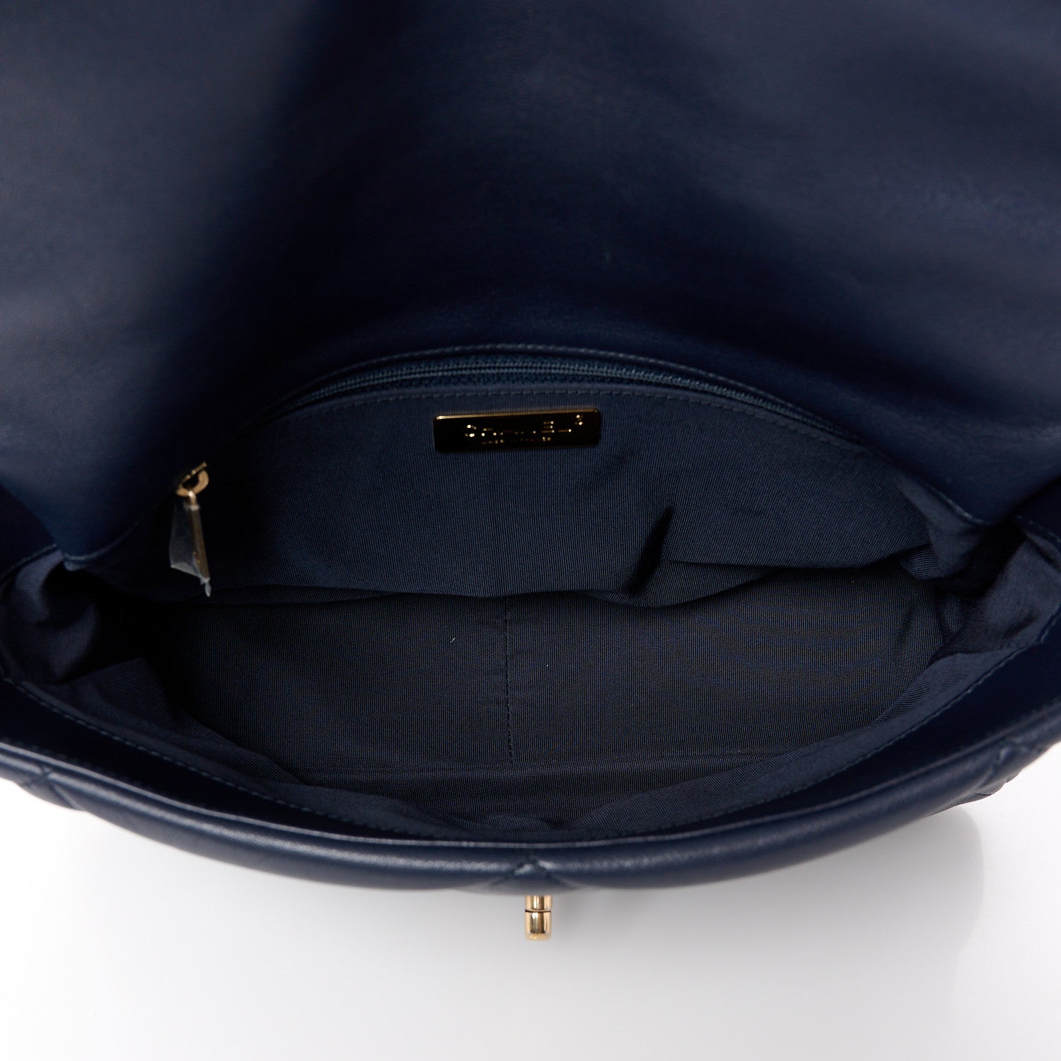 Chanel Goatskin Quilted Large Chanel 19 Flap Dark Blue 5 of 10