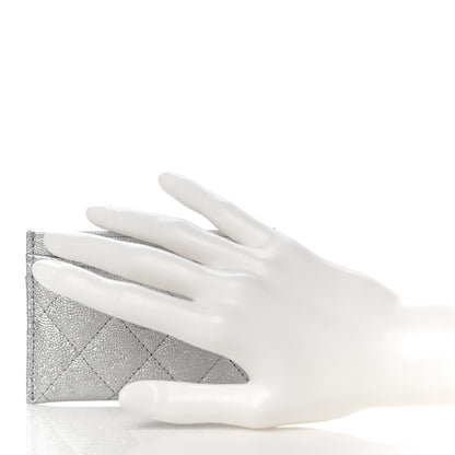 Chanel Metallic Caviar Quilted Card Holder Silver 2 of 12