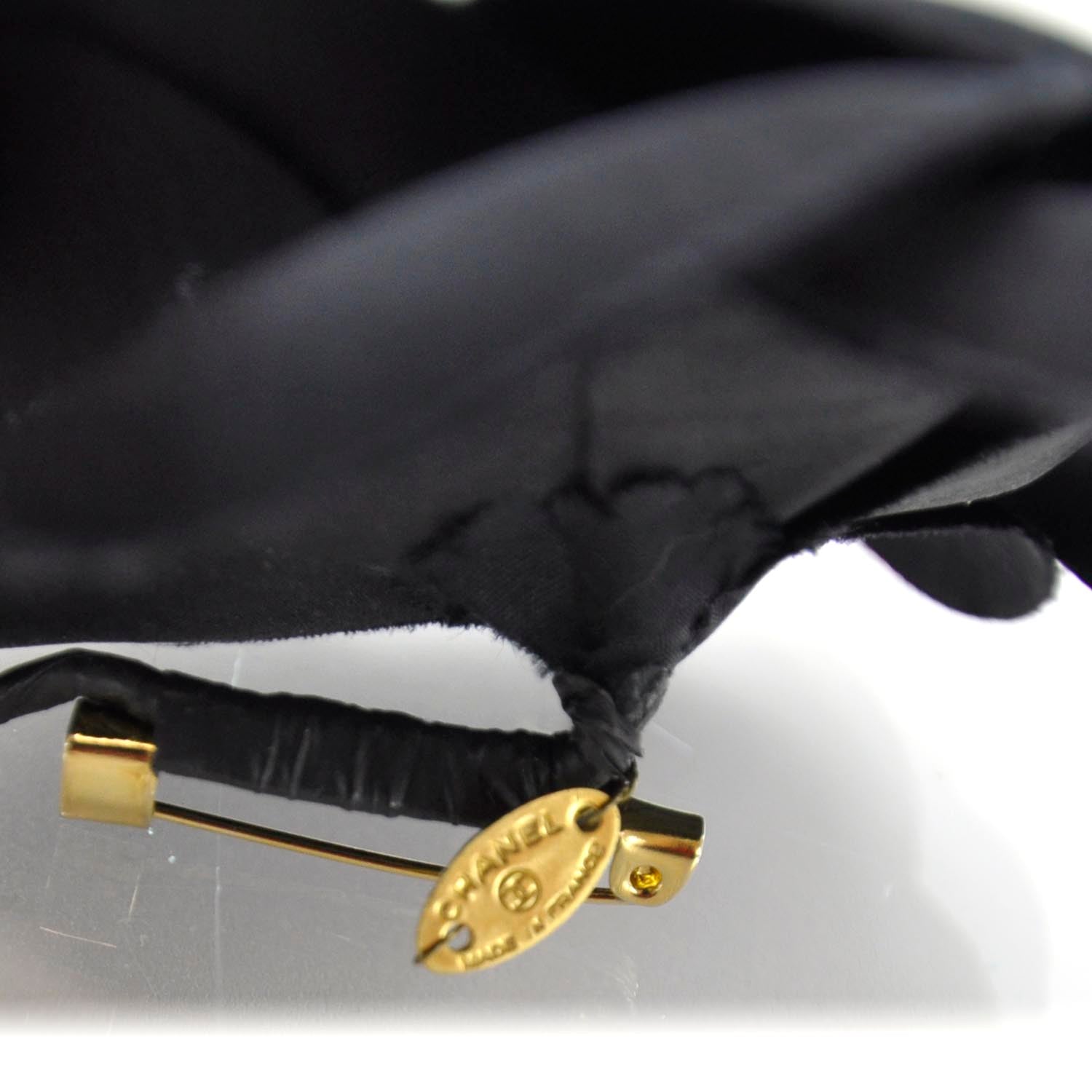 Chanel Satin Camellia Pin Brooch Black 4 of 4