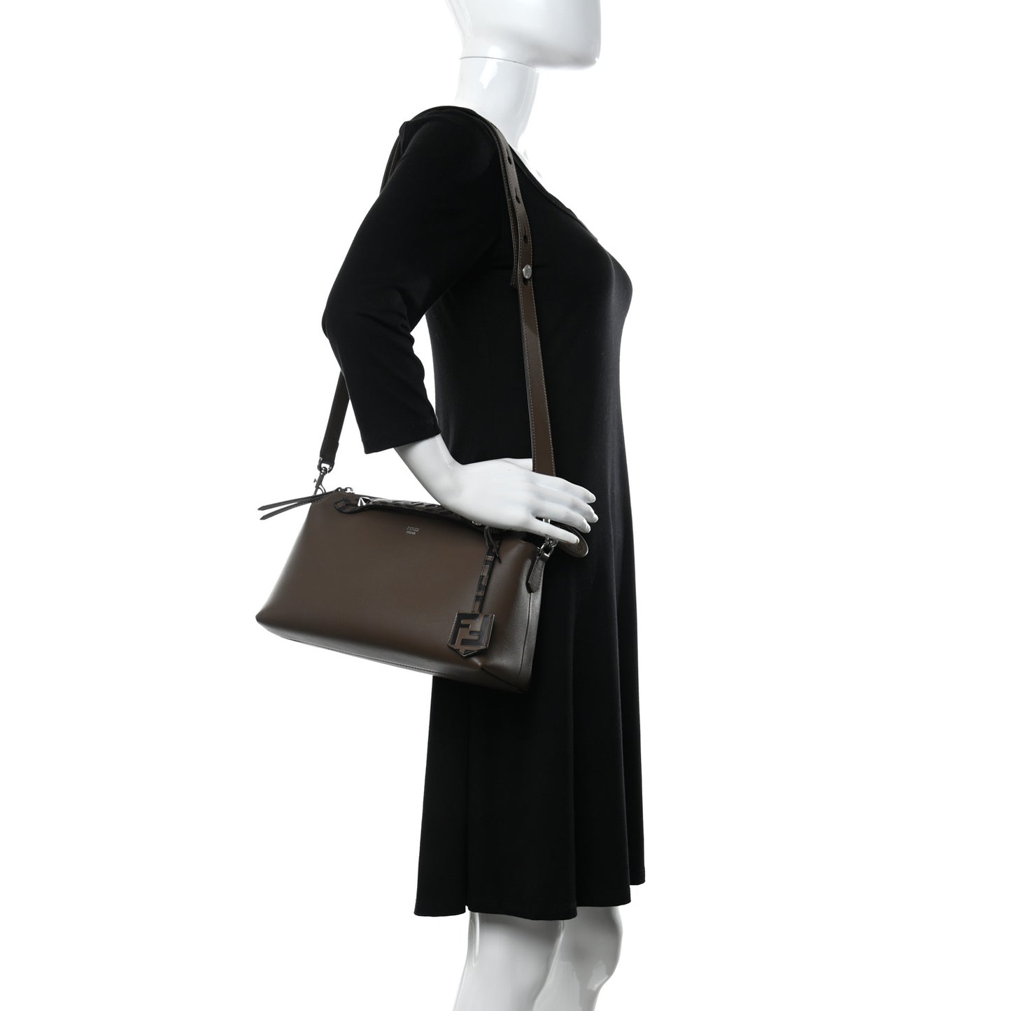 Vitello Dolce Bi-Color FF 1974 Embossed Medium By The Way Boston Bag Maya Black