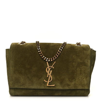 Saint Laurent Smooth Calfskin Suede Small Reversible Monogram Kate Satchel Loden Green 1 of 10
