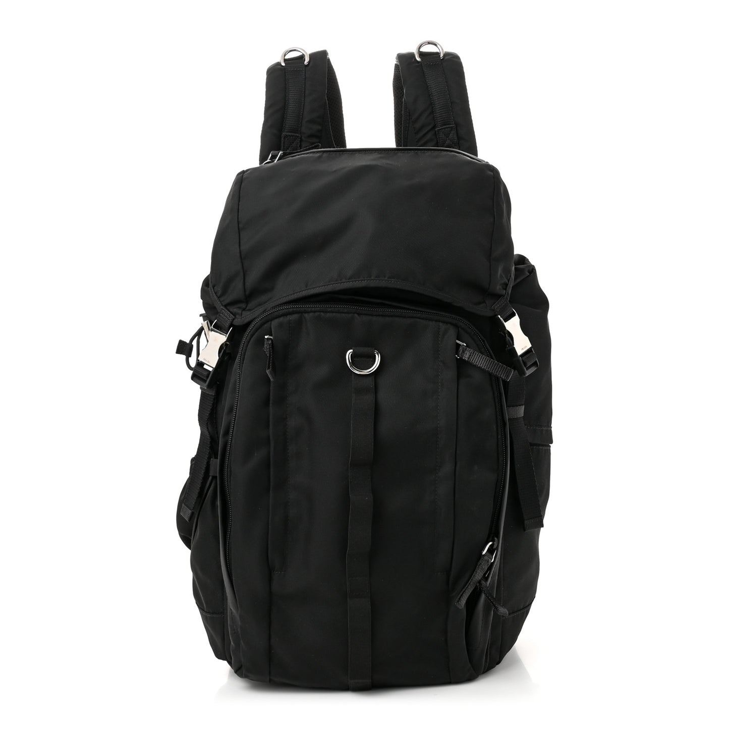 Tessuto Nylon Montagna Double Buckle Backpack Black