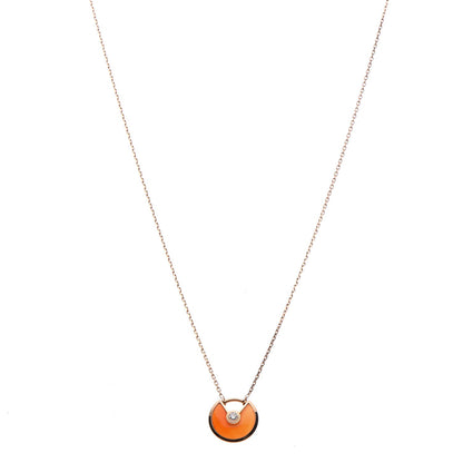 Cartier 18K Pink Gold Diamond Carnelian XS Amulette de Cartier Pendant Necklace 1 of 6