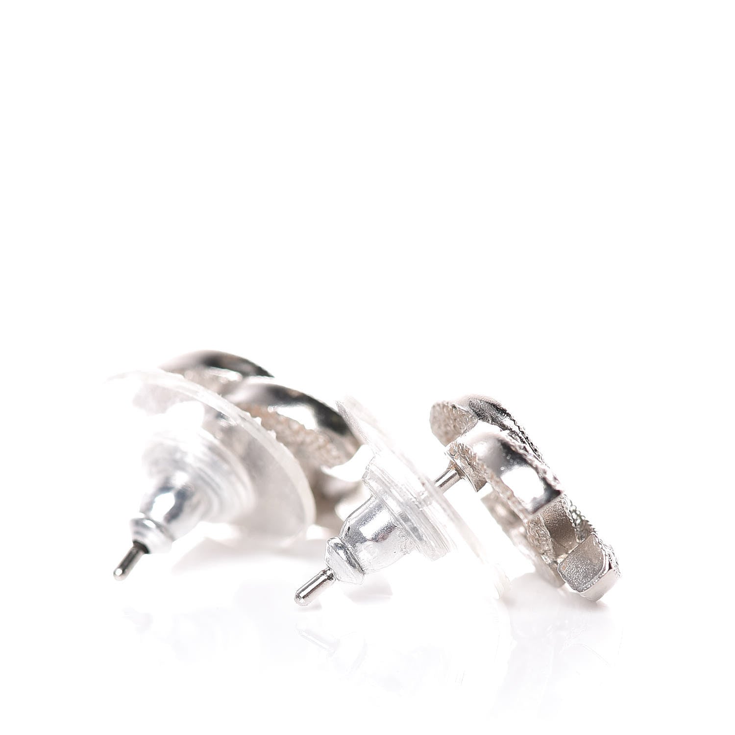 Chanel Crystal Mini Timeless CC Earrings Silver 4 of 6