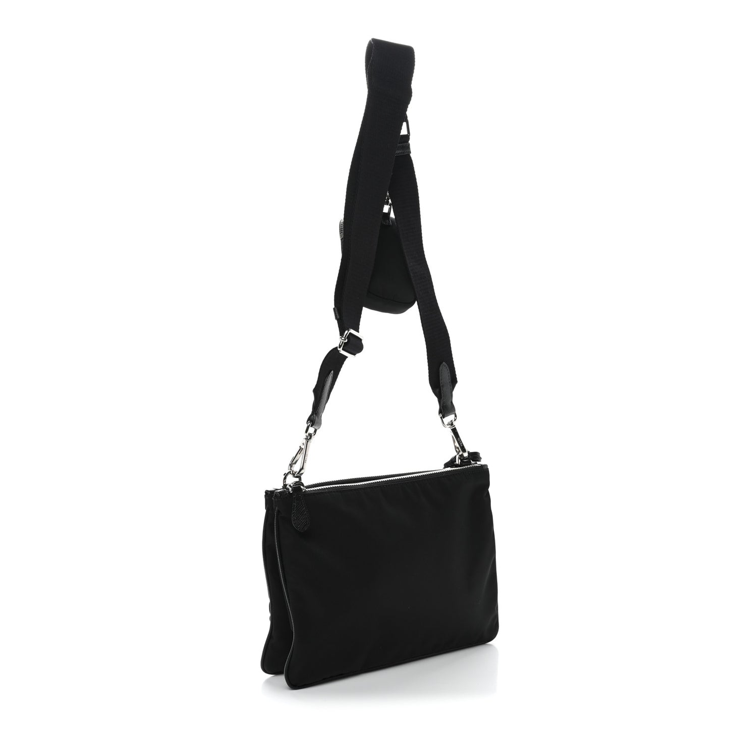 Re-Nylon Saffiano Re-Edition 2000 Double Zip Crossbody Bag Black