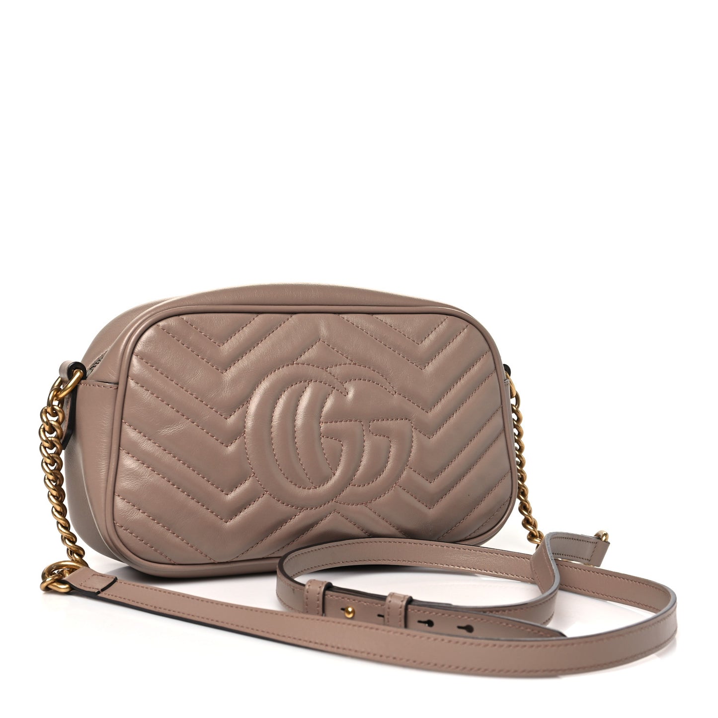 Calfskin Matelasse Small GG Marmont Chain Shoulder Bag Porcelain Rose