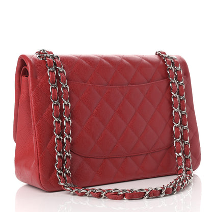 Chanel Caviar Quilted Jumbo Double Flap Red 3 of 9