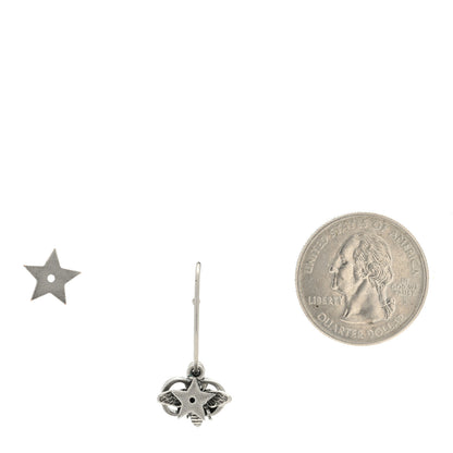 Christian Dior Metal Star Hoop Earrings Silver 2 of 4