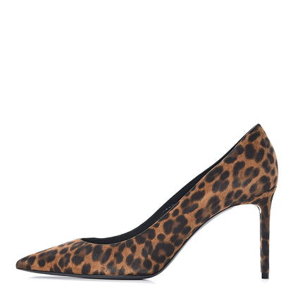 Saint Laurent Suede Leopard Printed Anja Pumps 41 Natural Coffee 1 of 9