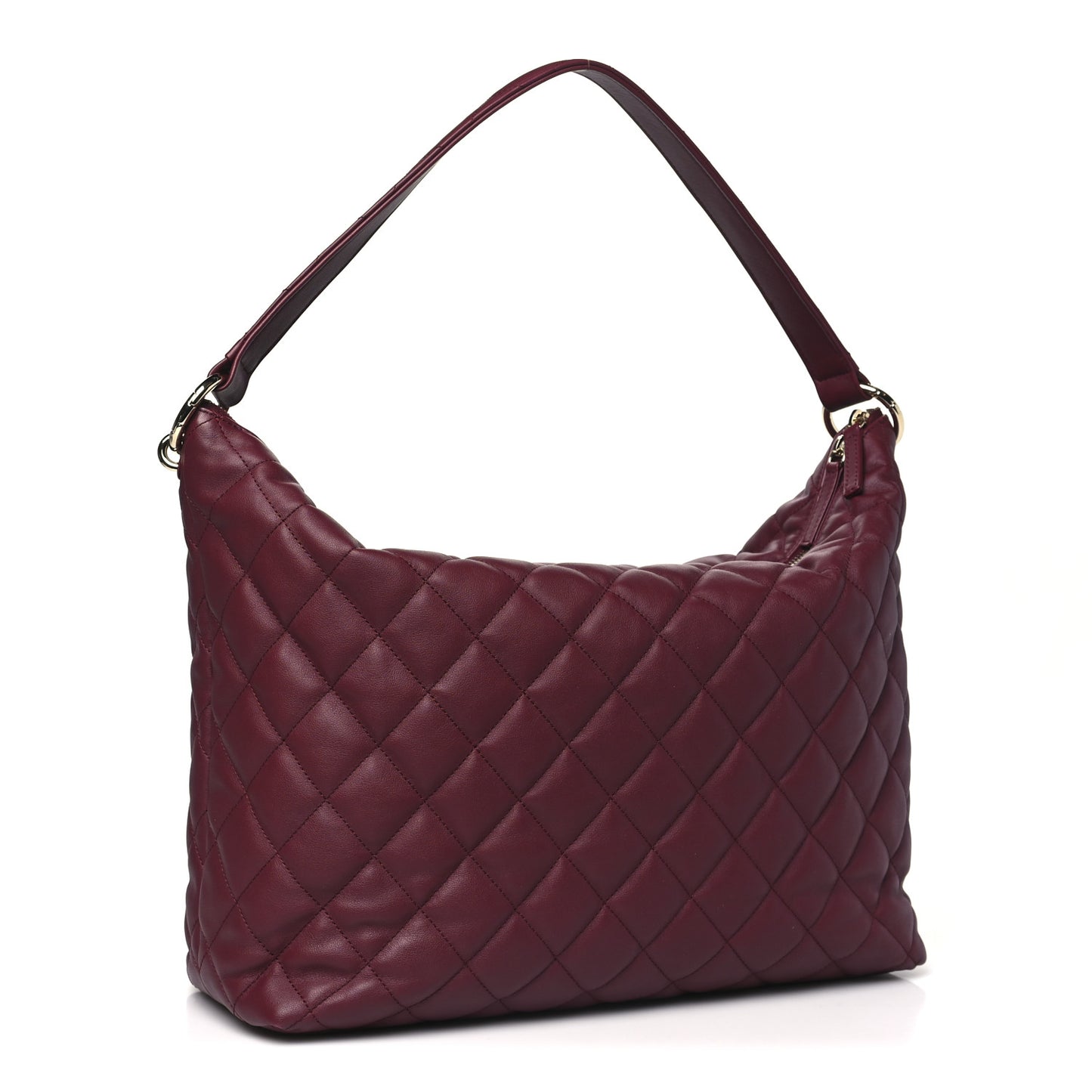 Calfskin Quilted Large Coco Mellow Hobo Burgundy