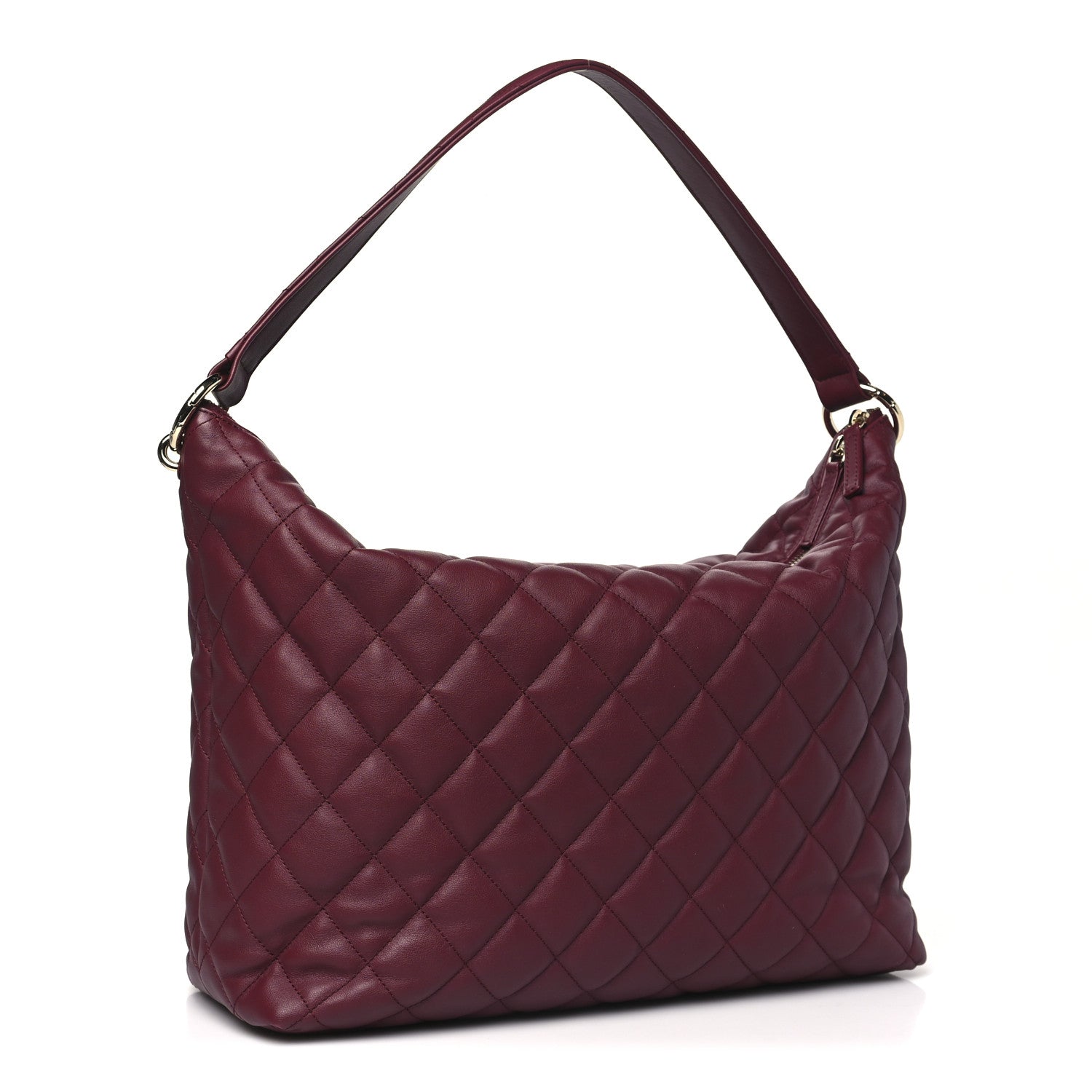 Chanel Calfskin Quilted Large Coco Mellow Hobo Burgundy 4 of 12
