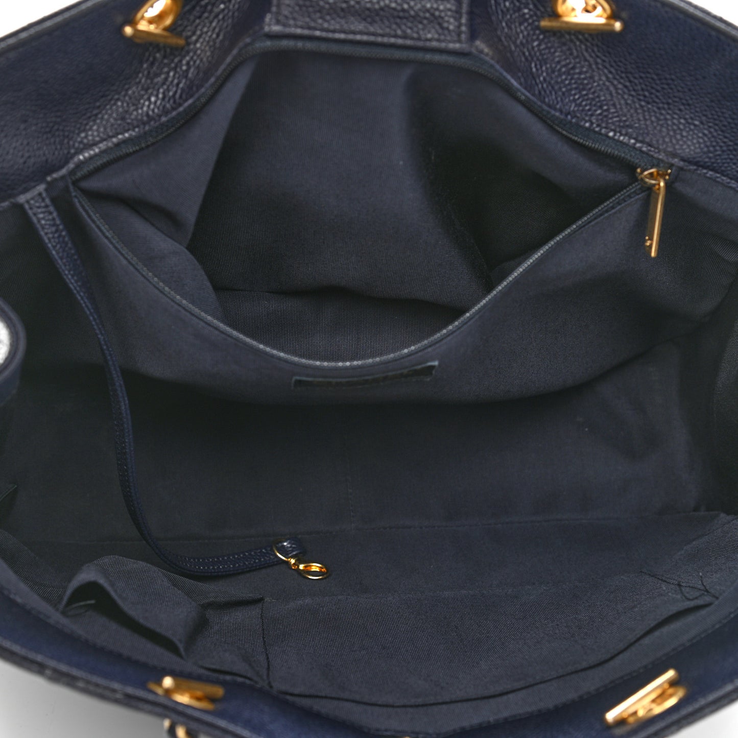 Caviar Quilted Large CC Shopping Tote Navy