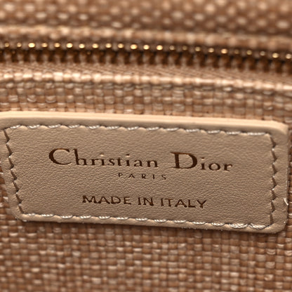 Christian Dior Raffia Woven Cannage Embroidered Medium Lady D-Lite Natural Black 6 of 10
