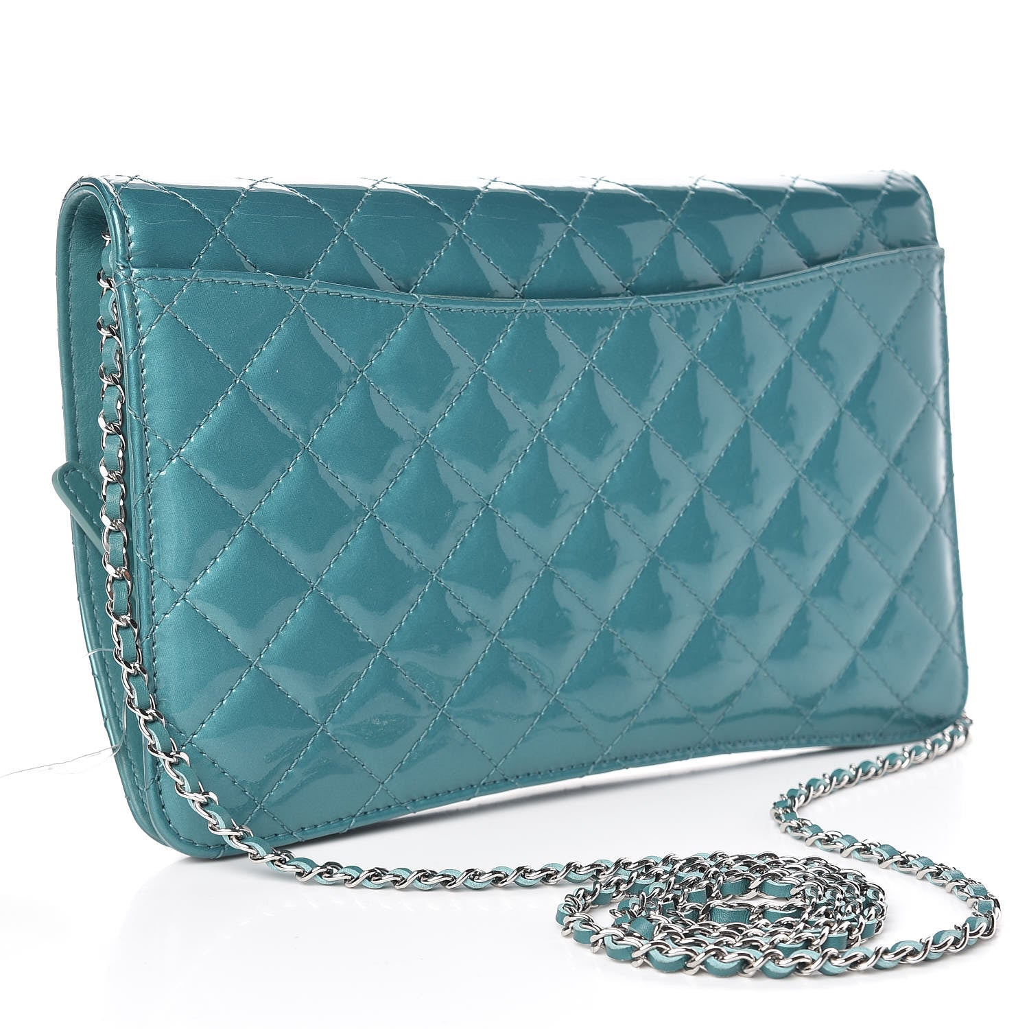 Chanel Patent Quilted Clutch Flap Green 3 of 11
