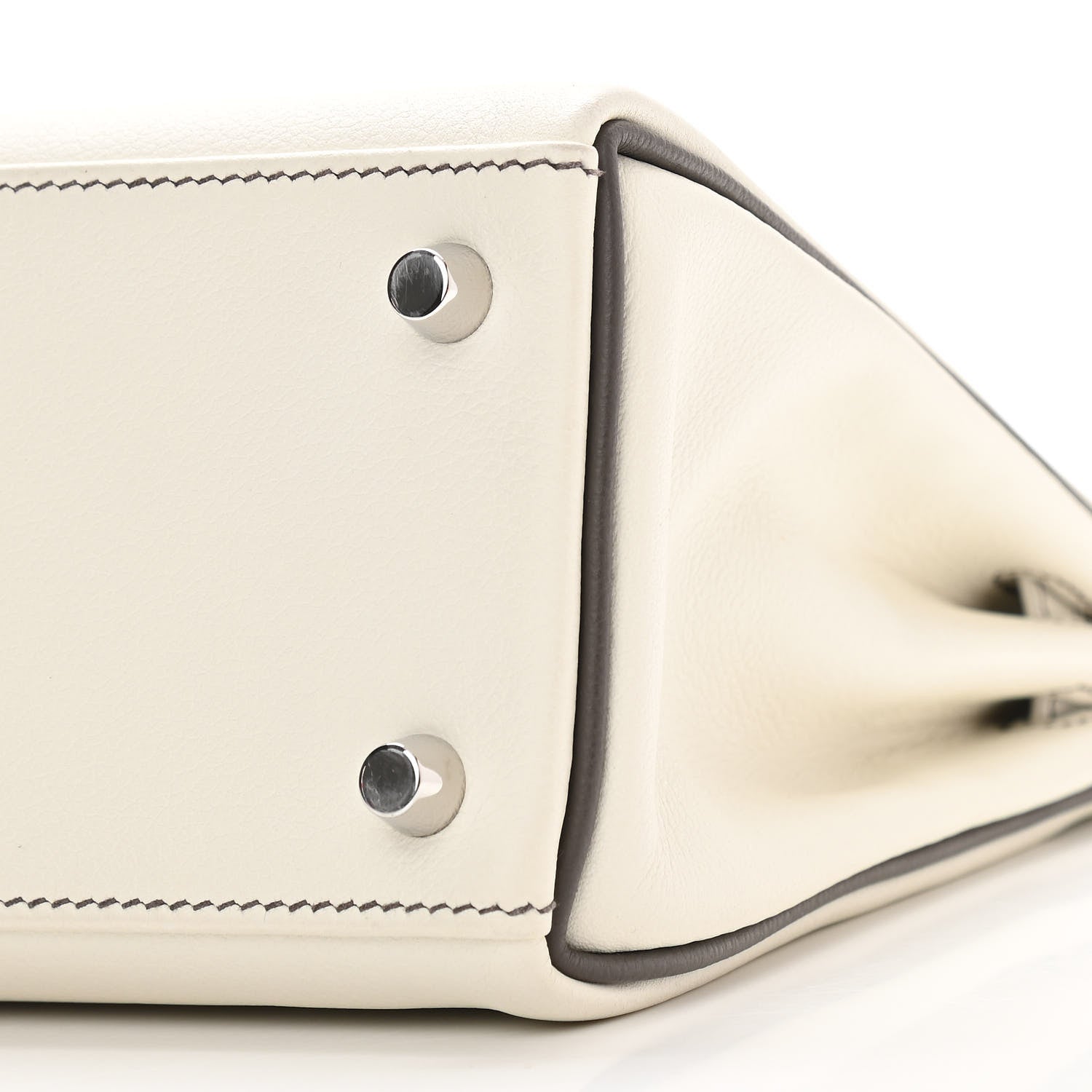 Hermes Evercolor Horseshoe Kelly Retourne 25 White Etain 10 of 11