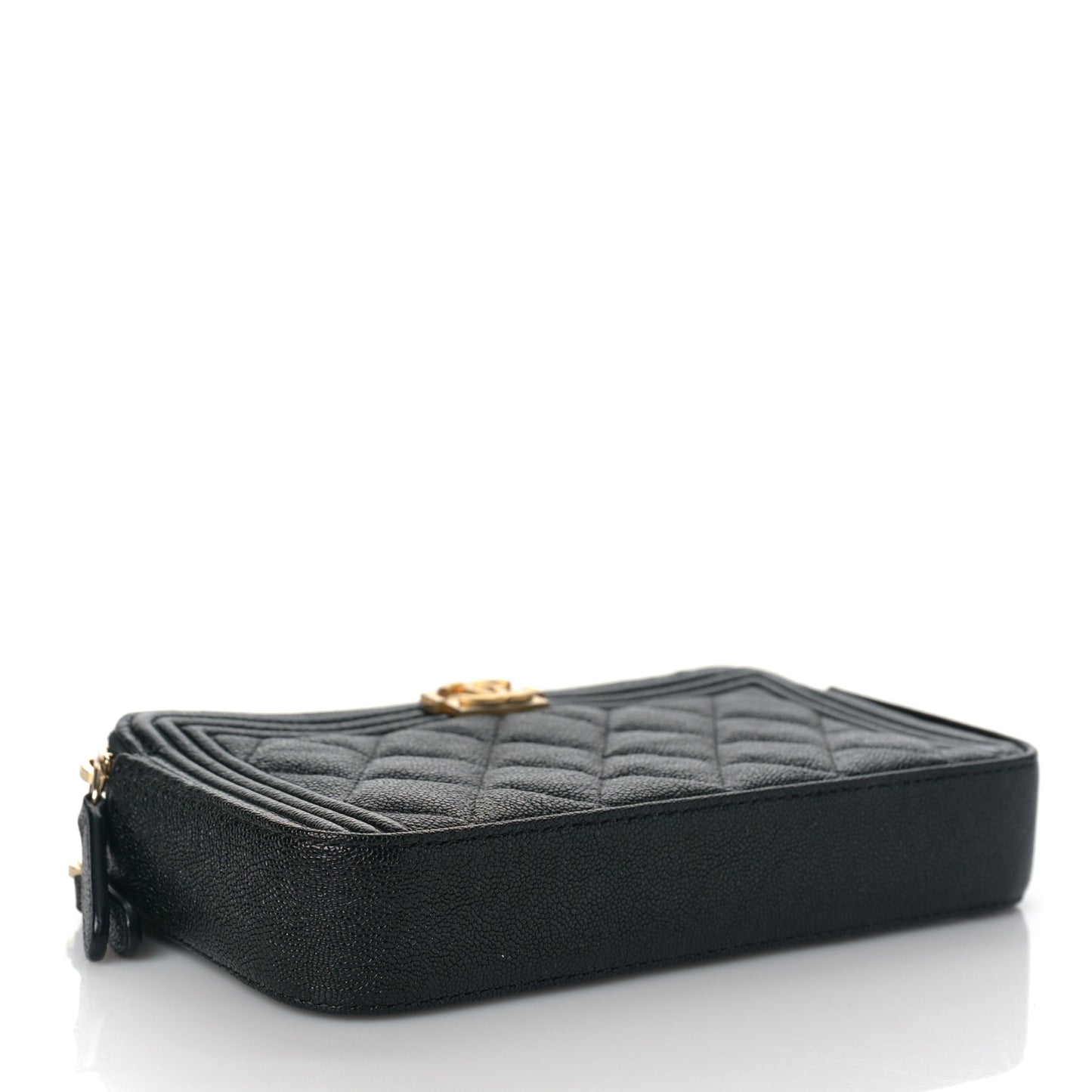 Caviar Quilted Small Boy Clutch With Chain Black
