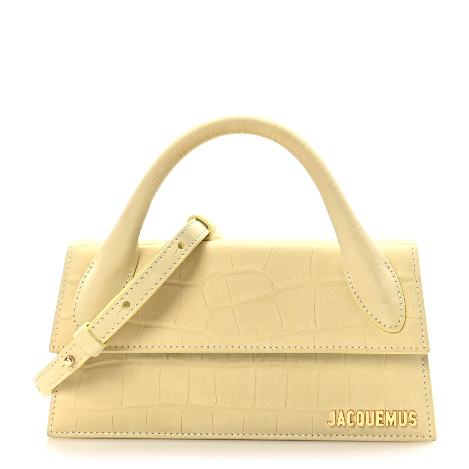 Jacquemus Calfskin Crocodile Embossed Le Chiquito Long Pale Yellow 1 of 8